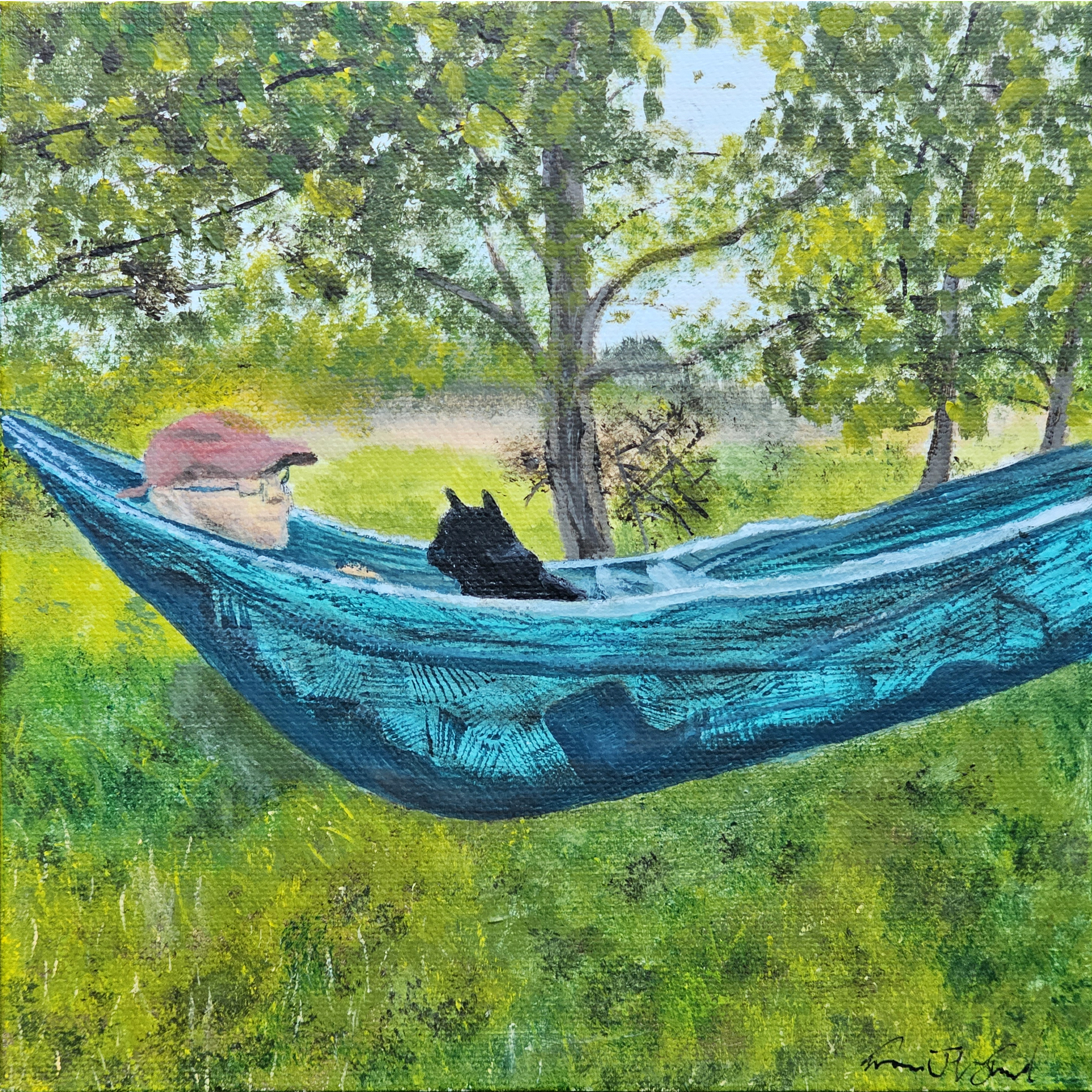 Painting - Man and his Cat 2